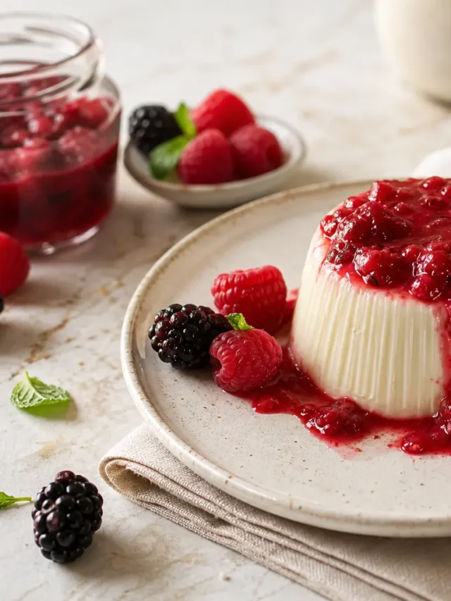 Pannacotta vegan senza panna con coulis ai frutti di bosco