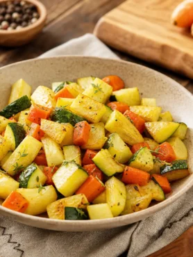Daikon in padella con zucchine, carote, timo e curcuma