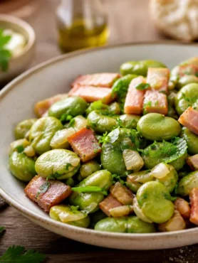 Fave fresche alla poverella con pancetta e prezzemolo