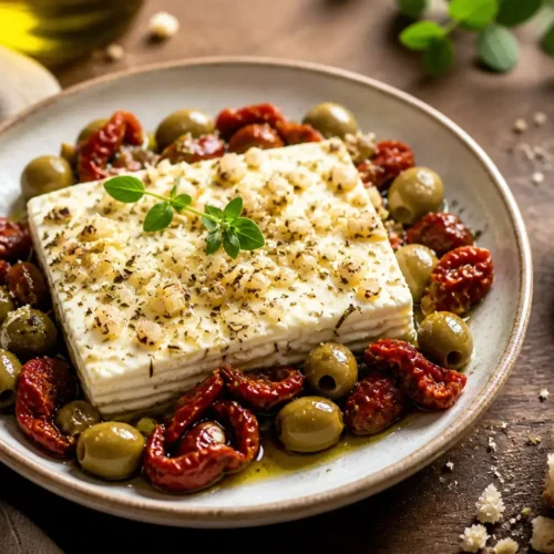 Feta al forno con pomodorini e olive