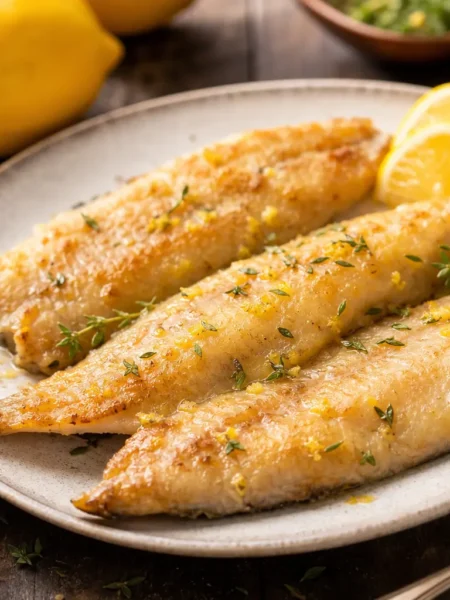 Filetti di sgombro al limone dorati con timo fresco
