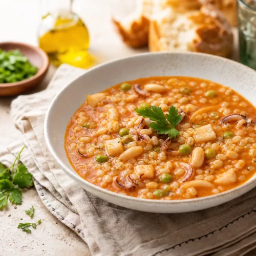Fregola con seppie e piselli