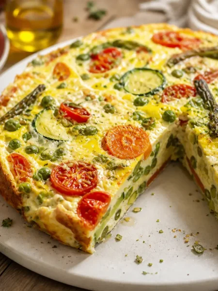 Frittata al forno con verdure miste alta e colorata