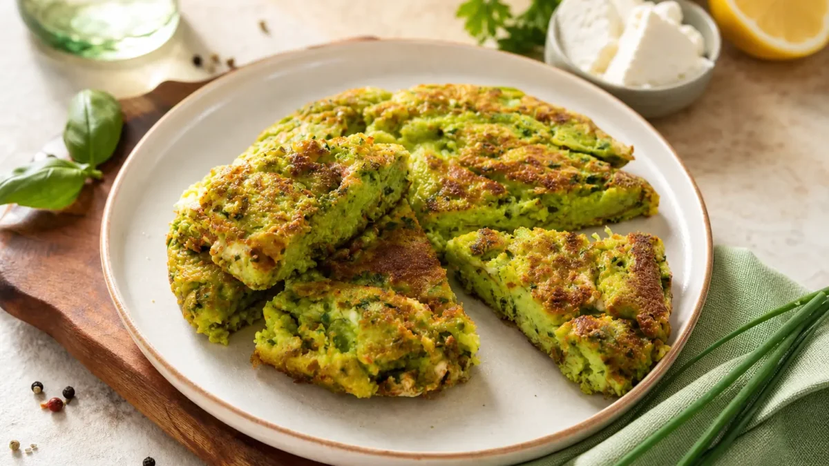 Frittata di albumi con erbette e ricotta light tagliata a spicchi