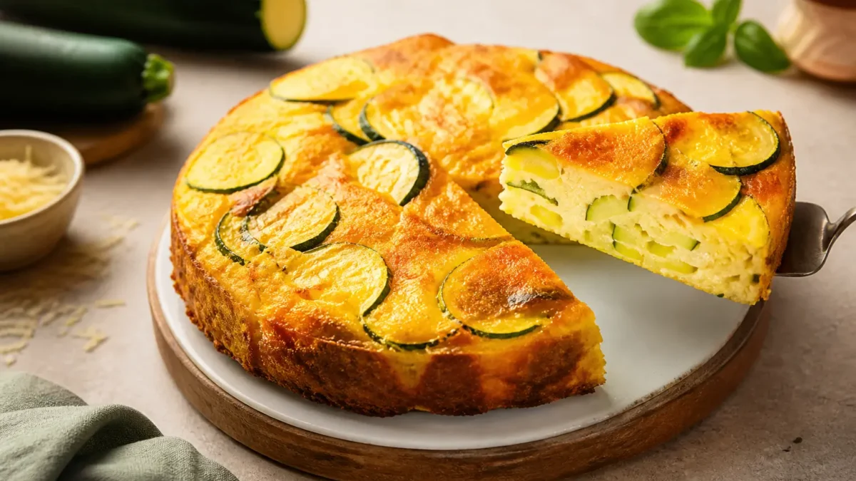 Frittata di zucchine e menta al forno alta e dorata