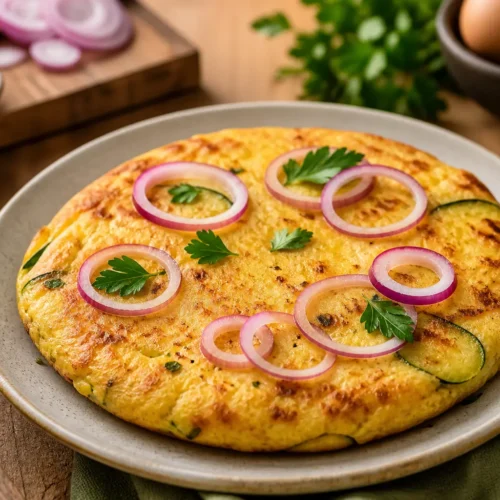 Frittata fit con zucchine e cipolla rossa