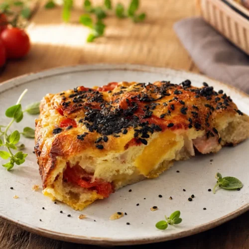 Frittata proteica al forno con albumi, peperoni e cipolla