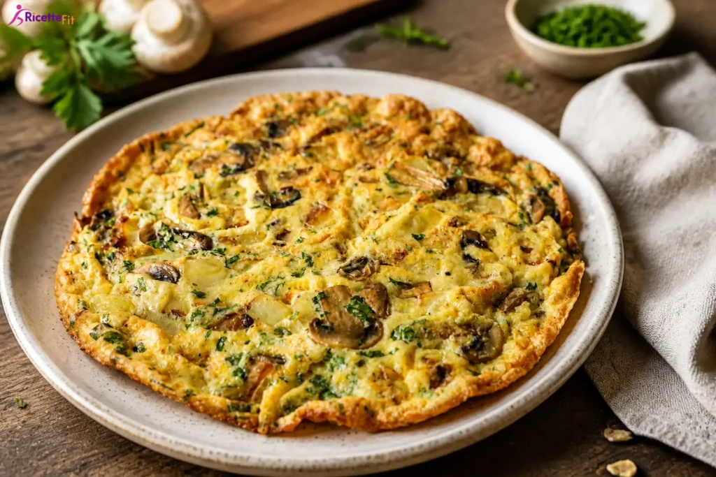 Frittata rustica ai funghi con cavolfiore e prezzemolo