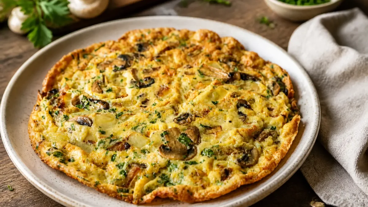 Frittata rustica ai funghi con cavolfiore e prezzemolo