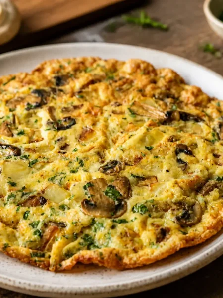 Frittata rustica ai funghi con cavolfiore e prezzemolo