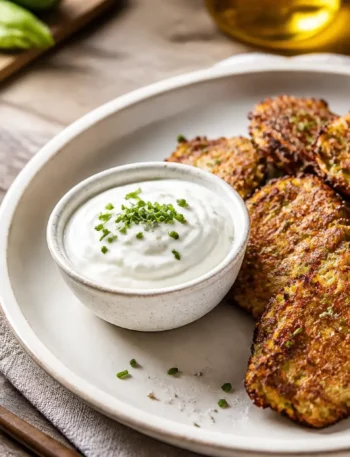 Frittelle di cavolfiore light al forno con salsa allo yogurt ed erba cipollina