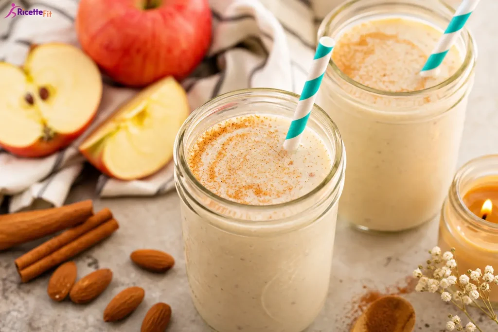 Frullato di mela e cannella fit in vasetti con yogurt greco e avena
