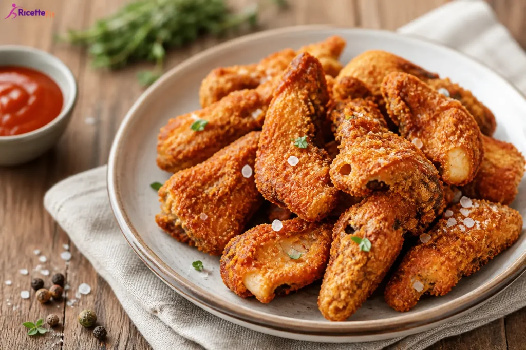 Funghi cardoncelli croccanti alla paprika con salsa rossa fit