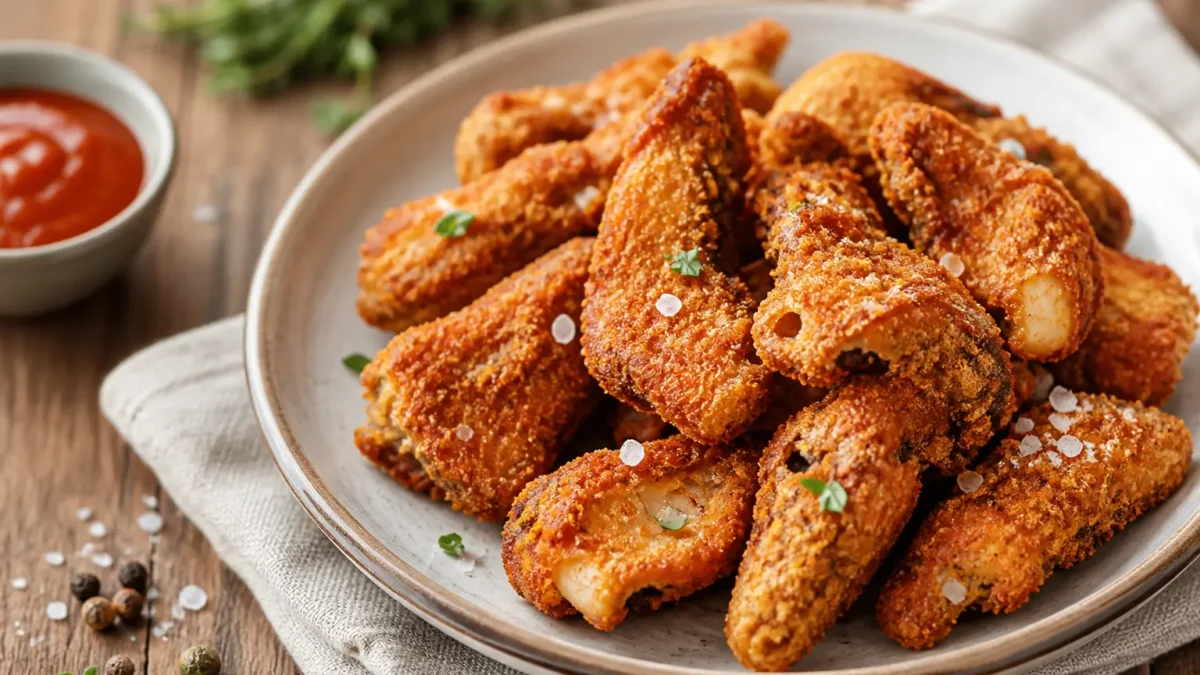 Funghi cardoncelli croccanti alla paprika con salsa rossa fit
