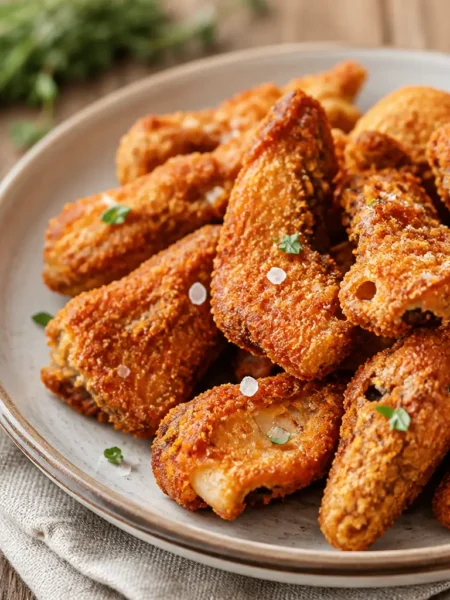 Funghi cardoncelli croccanti alla paprika con salsa rossa fit