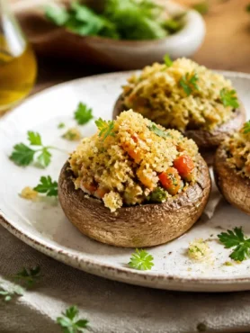 Funghi ripieni light al forno con verdure e pangrattato integrale