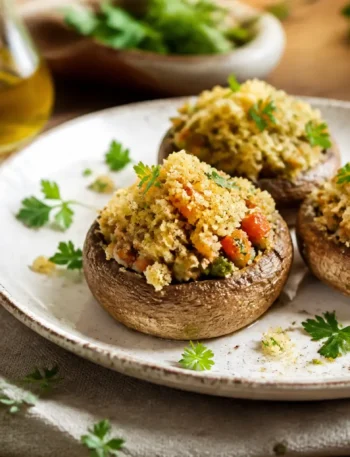 Funghi ripieni light al forno con verdure e pangrattato integrale