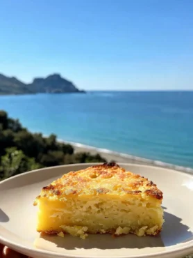 Gateau di patate fit su piatto con mare di Cefalù sullo sfondo