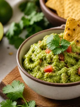 Guacamole light con avocado, lime, coriandolo e chips di mais