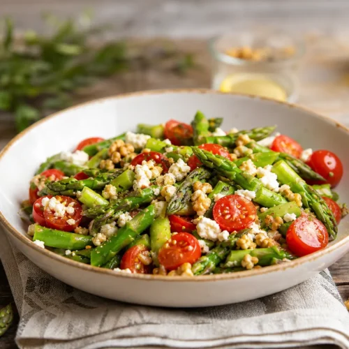 Insalata di asparagi, feta e noci