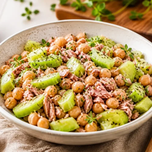 Insalata di ceci, tonno e zucchine