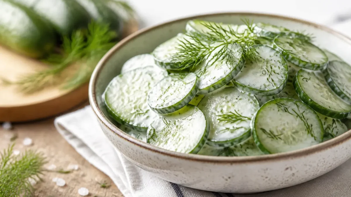 Insalata di cetrioli allo yogurt greco con aneto fresco