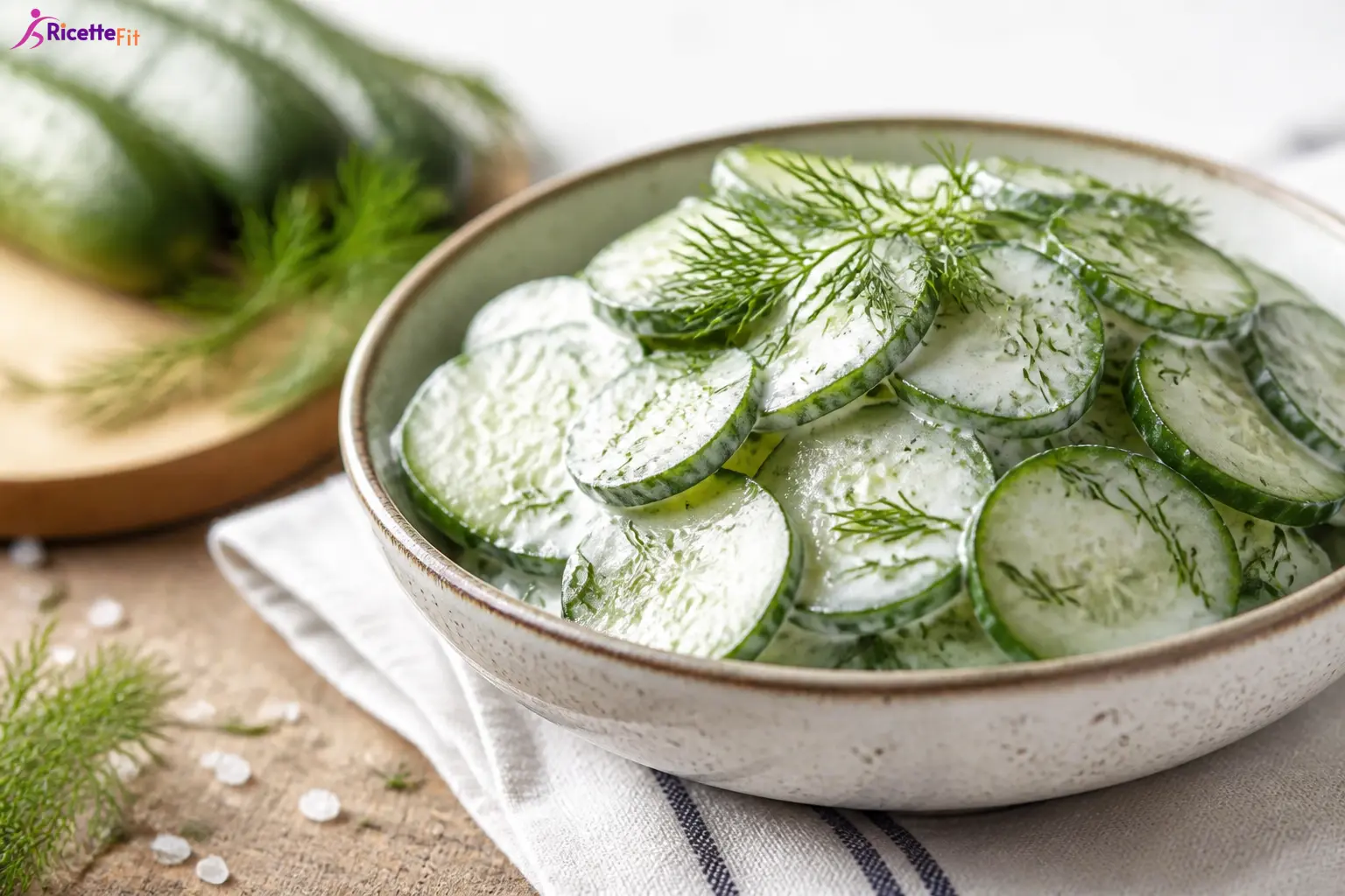 Insalata di cetrioli allo yogurt greco con aneto fresco