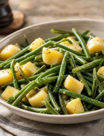 Insalata di fagiolini e patate leggera con erbe e olio extravergine