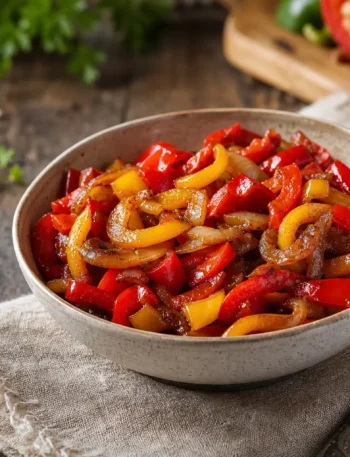 Insalata di peperoni e cipolle di Tropea in ciotola