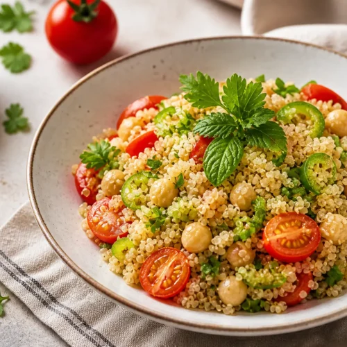 Insalata di quinoa con ceci e pomodorini