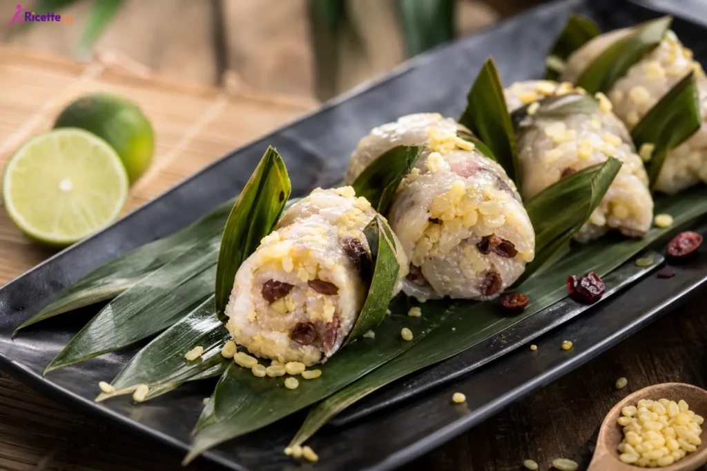 Involtini di pesce spada ripieni di miglio su foglie di banano