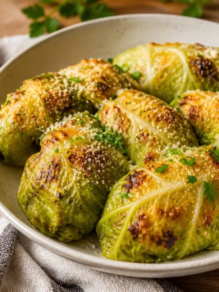 Involtini di verza fit gratinati al forno con parmigiano e prezzemolo