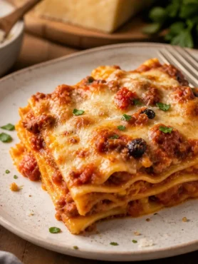 Lasagna fit con sfoglia d’avena, ragù di tacchino e mozzarella light