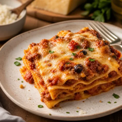 Lasagna con sfoglia di farina d’avena e ragù di tacchino
