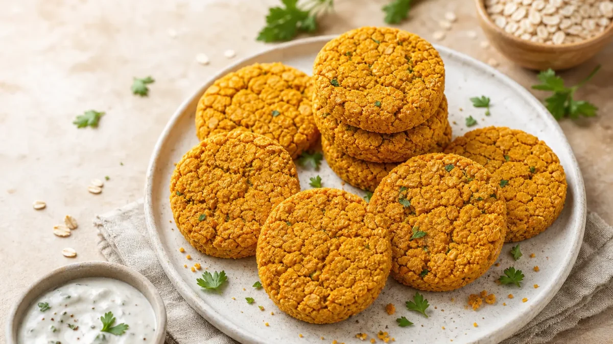 Medaglioni di lenticchie e carote con salsa allo yogurt