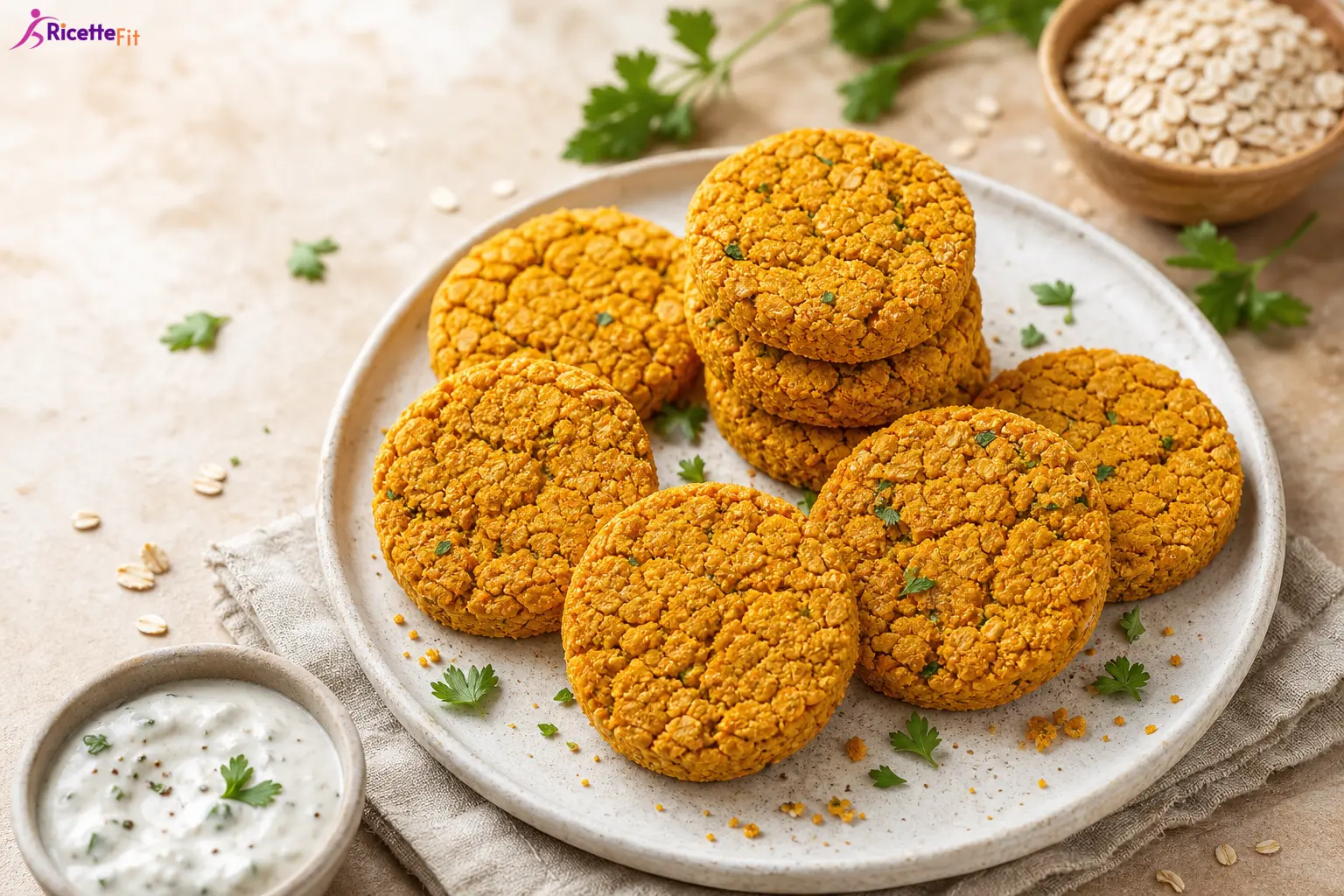 Medaglioni di lenticchie e carote con salsa allo yogurt