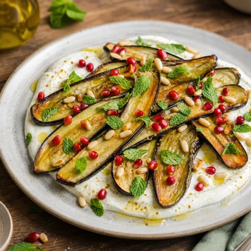 Melanzane al forno con crema di yogurt e menta