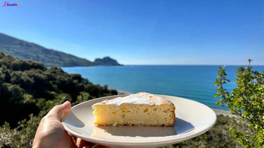 Fetta di migliaccio senza uova fit con vista mare a Cefalù