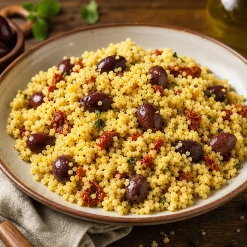 Miglio con pomodori secchi e olive