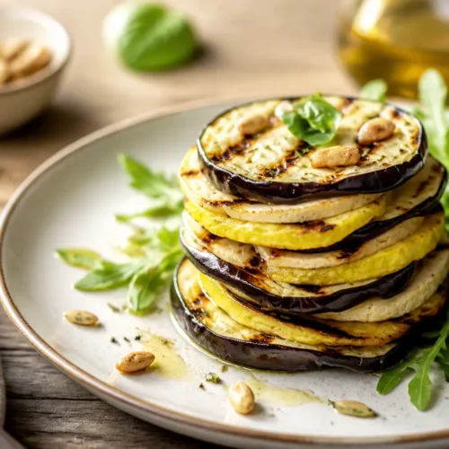 Millefoglie di tofu e melanzane grigliate