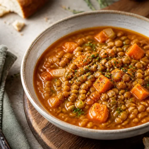 Minestra di zucca e lenticchie