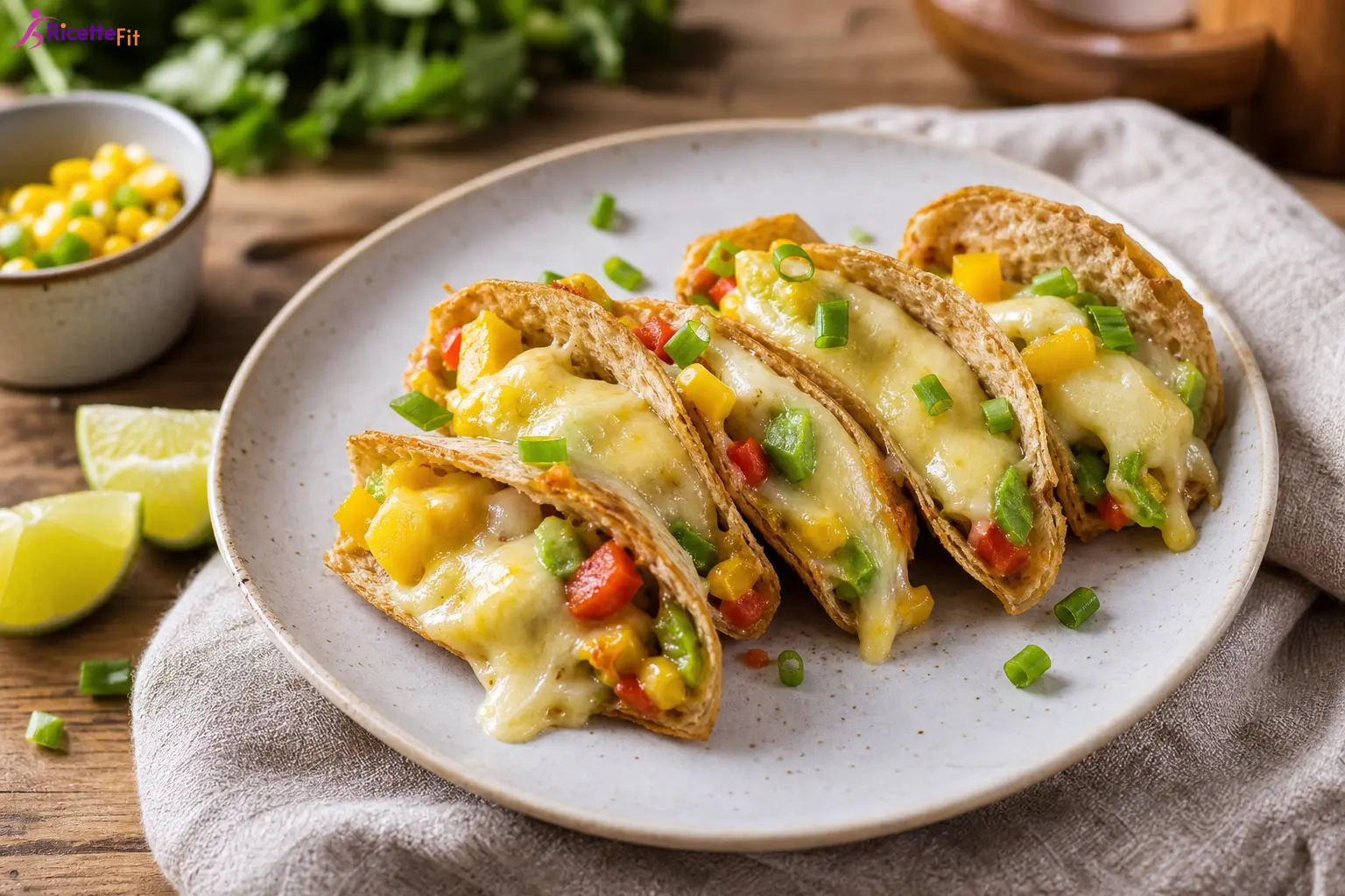 Mini taco di verdure fit con mozzarella light e tortilla integrali