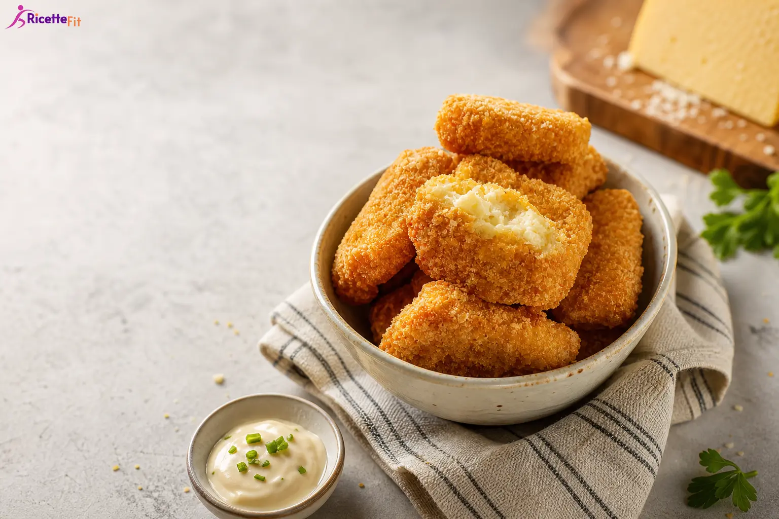 Nuggets di tofu croccanti al forno con salsa allo yogurt di soia