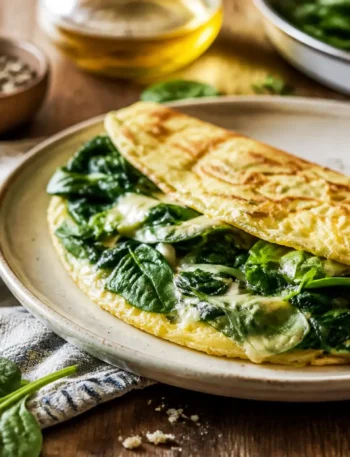 Omelette agli spinaci fit con mozzarella filante