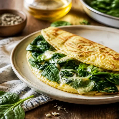 Omelette agli spinaci con mozzarella