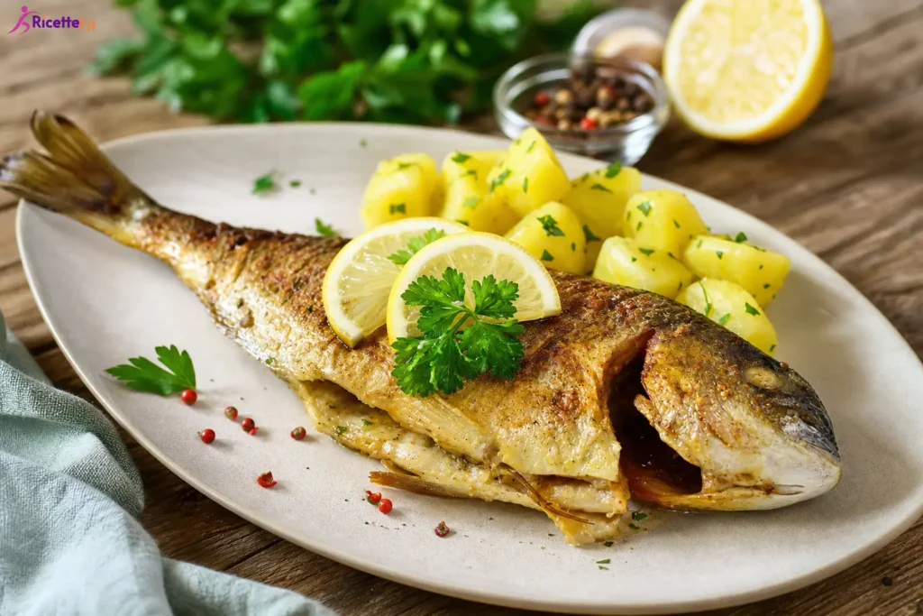 Orata al forno con limone, capperi e patate al prezzemolo