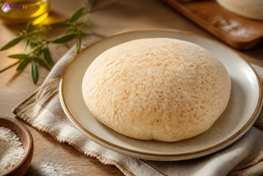 Pane integrale in padella proteico su piatto con superficie infarinata