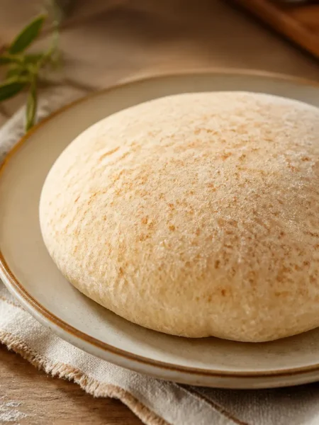Pane integrale in padella proteico su piatto con superficie infarinata