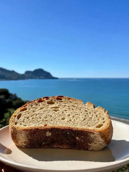 Pane integrale senza impasto con vista mare a Cefalù