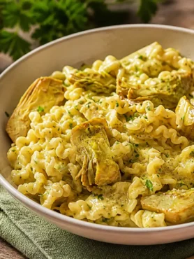 Pasta cremosa con carciofi, parmigiano e prezzemolo